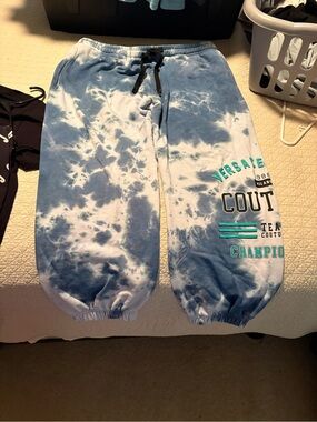 Versace Jeans Collection Blue & White Tie-Dye Joggers